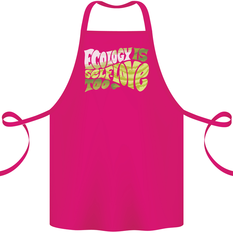 Ecology is Self-Love Climate Change Cotton Apron 100% Organic Pink