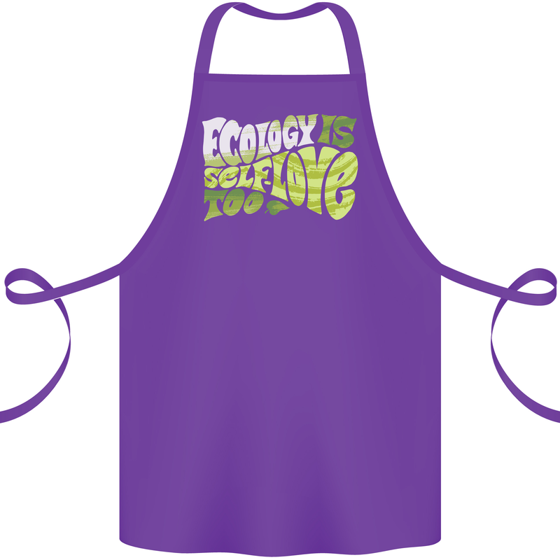 Ecology is Self-Love Climate Change Cotton Apron 100% Organic Purple