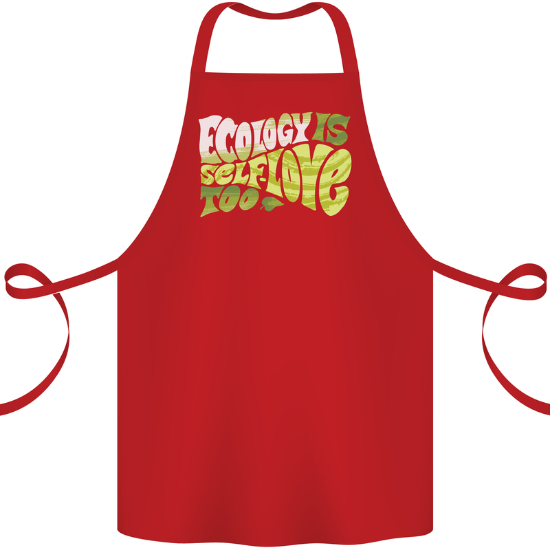 Ecology is Self-Love Climate Change Cotton Apron 100% Organic Red