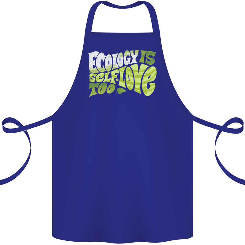 Ecology is Self-Love Climate Change Cotton Apron 100% Organic Royal Blue