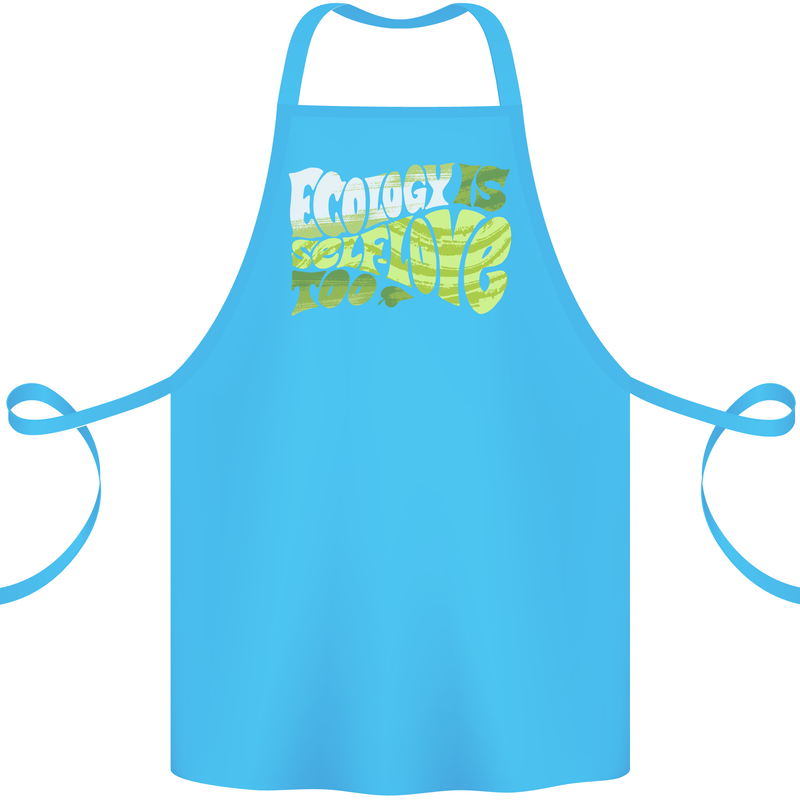 Ecology is Self-Love Climate Change Cotton Apron 100% Organic Turquoise