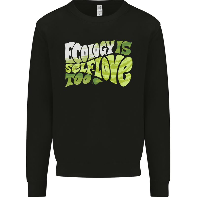 Ecology is Self-Love Climate Change Kids Sweatshirt Jumper Black