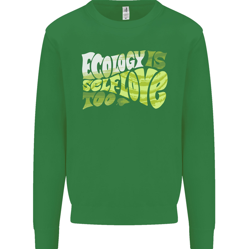 Ecology is Self-Love Climate Change Kids Sweatshirt Jumper Irish Green