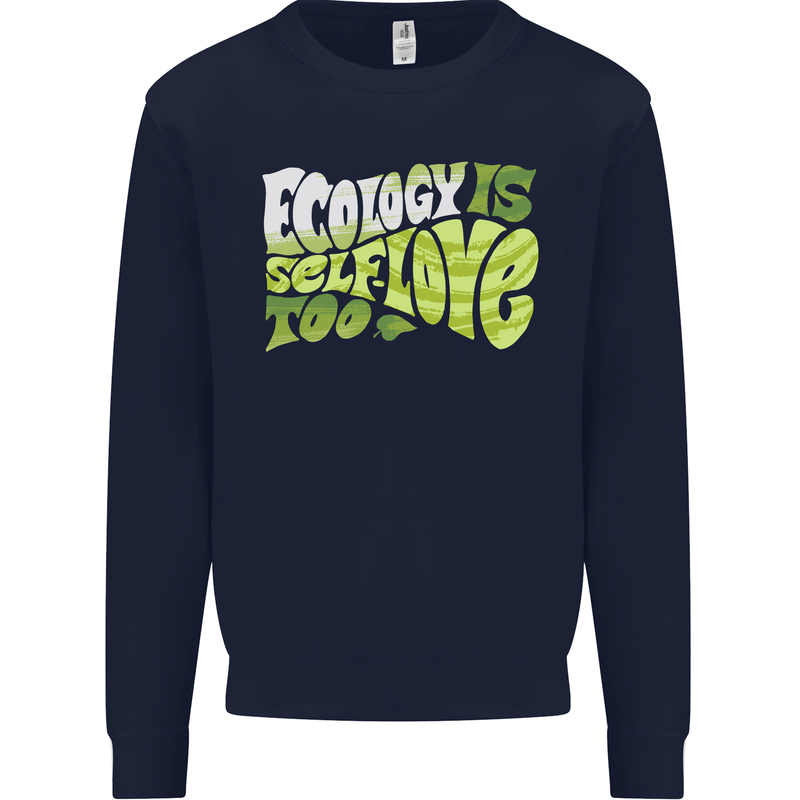 Ecology is Self-Love Climate Change Kids Sweatshirt Jumper Navy Blue