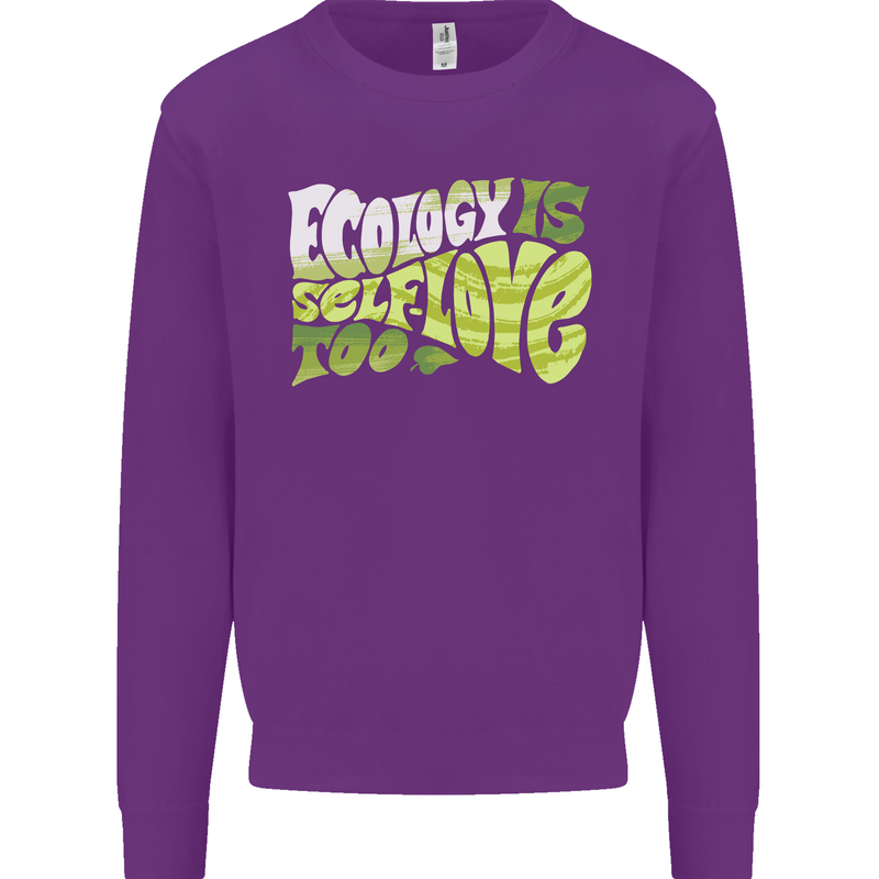 Ecology is Self-Love Climate Change Kids Sweatshirt Jumper Purple