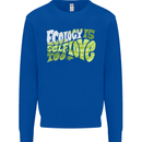 Ecology is Self-Love Climate Change Kids Sweatshirt Jumper Royal Blue