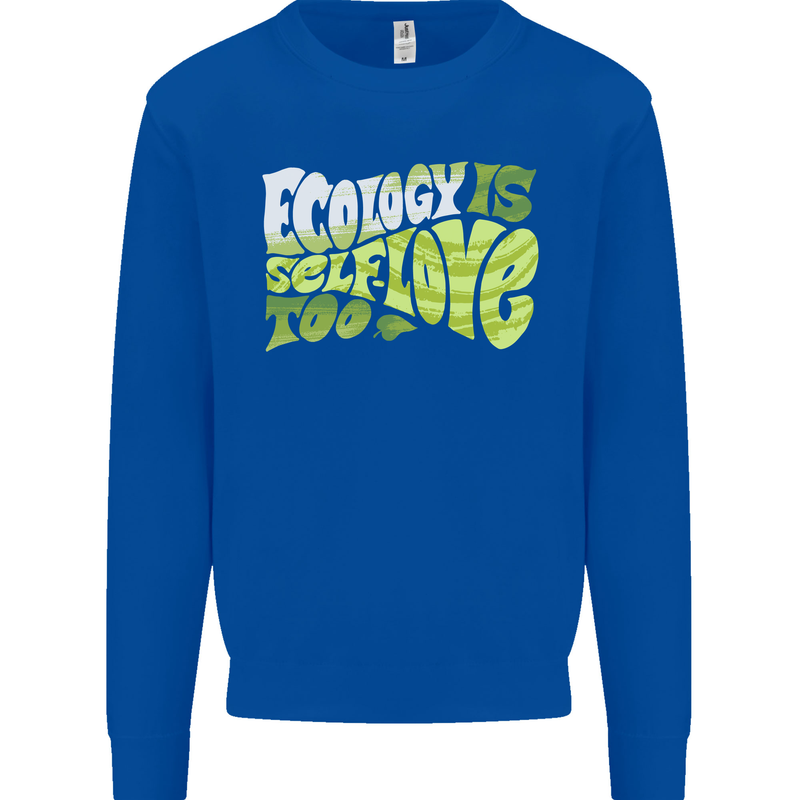 Ecology is Self-Love Climate Change Kids Sweatshirt Jumper Royal Blue