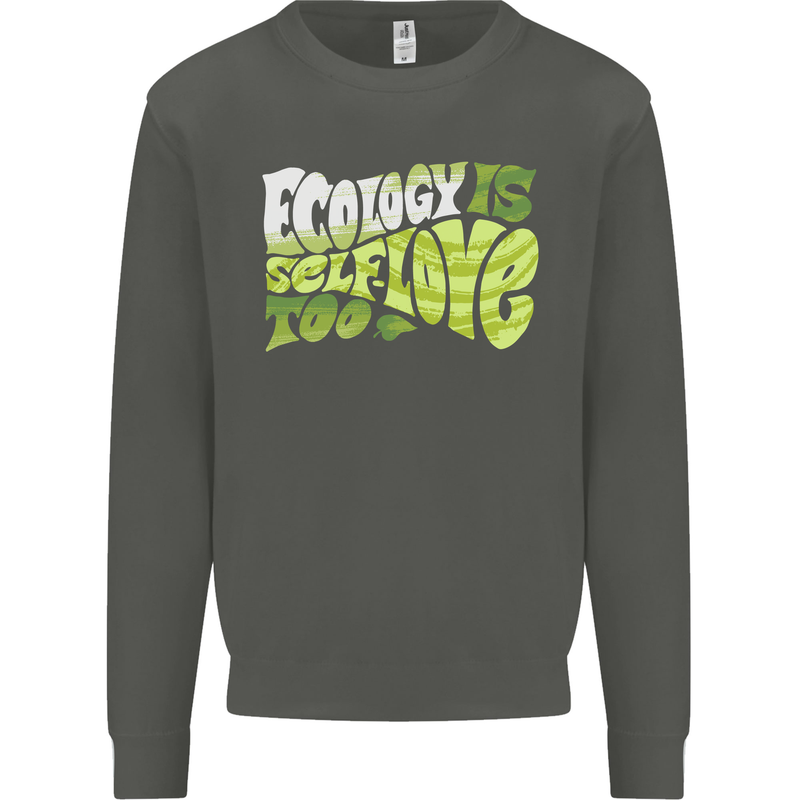 Ecology is Self-Love Climate Change Kids Sweatshirt Jumper Storm Grey