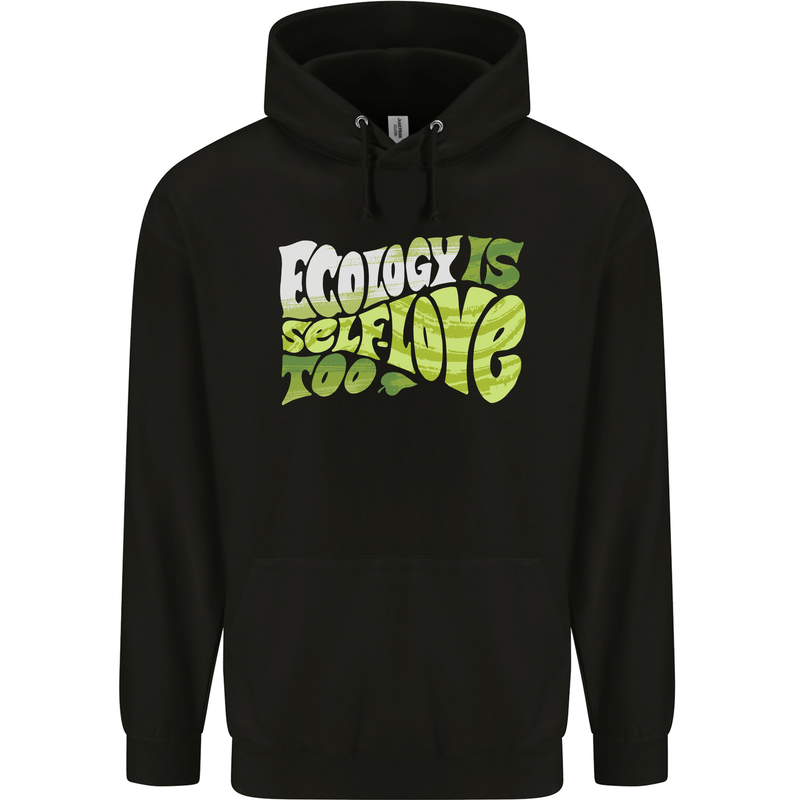 Ecology is Self-Love Climate Change Mens 80% Cotton Hoodie Black