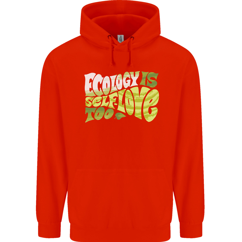 Ecology is Self-Love Climate Change Mens 80% Cotton Hoodie Bright Red
