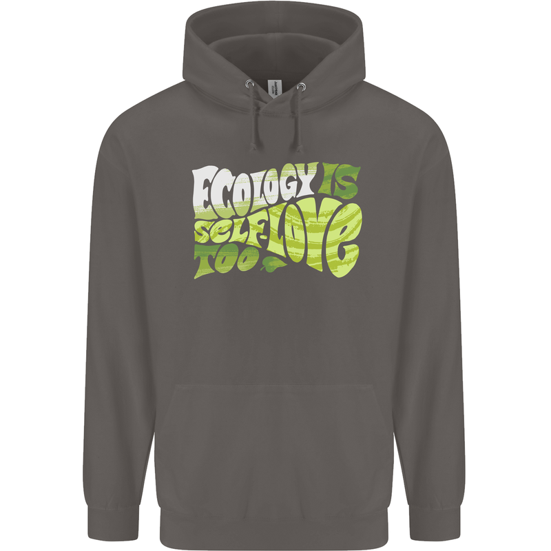 Ecology is Self-Love Climate Change Mens 80% Cotton Hoodie Charcoal