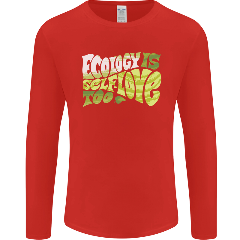 Ecology is Self-Love Climate Change Mens Long Sleeve T-Shirt Red
