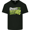 Ecology is Self-Love Climate Change Mens V-Neck Cotton T-Shirt Black
