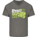 Ecology is Self-Love Climate Change Mens V-Neck Cotton T-Shirt Charcoal