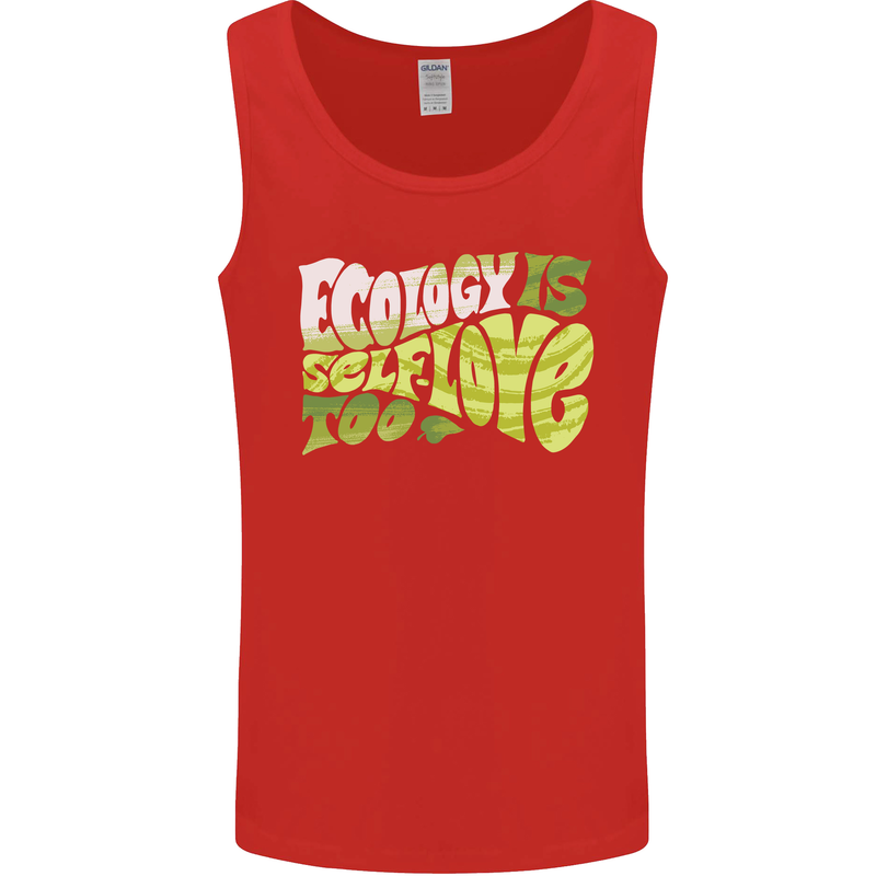 Ecology is Self-Love Climate Change Mens Vest Tank Top Red