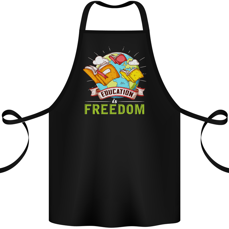 Education Is Freedom Teaching Teacher Cotton Apron 100% Organic Black