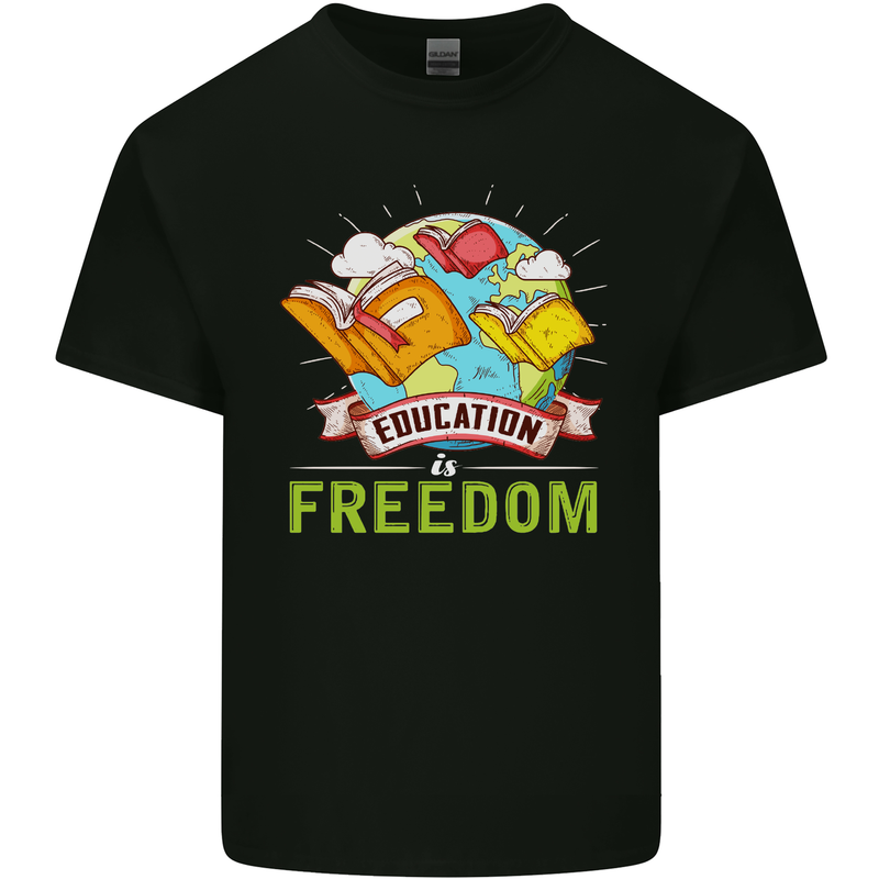 Education Is Freedom Teaching Teacher Mens Cotton T-Shirt Tee Top Black