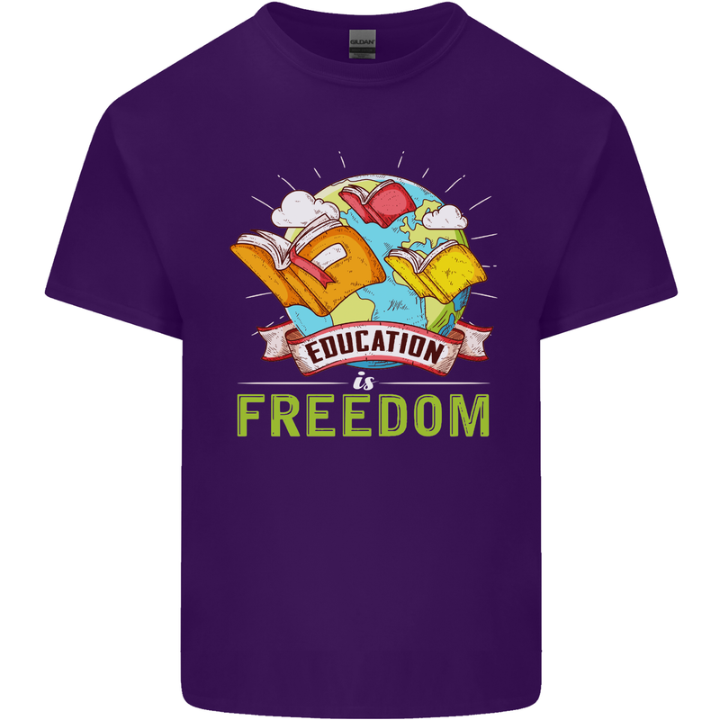 Education Is Freedom Teaching Teacher Mens Cotton T-Shirt Tee Top Purple
