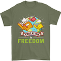 Education Is Freedom Teaching Teacher Mens T-Shirt Cotton Gildan Military Green