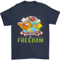 Education Is Freedom Teaching Teacher Mens T-Shirt Cotton Gildan Navy Blue