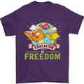 Education Is Freedom Teaching Teacher Mens T-Shirt Cotton Gildan Purple