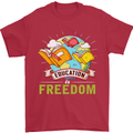 Education Is Freedom Teaching Teacher Mens T-Shirt Cotton Gildan Red