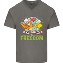 Education Is Freedom Teaching Teacher Mens V-Neck Cotton T-Shirt Charcoal