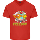 Education Is Freedom Teaching Teacher Mens V-Neck Cotton T-Shirt Red