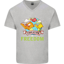 Education Is Freedom Teaching Teacher Mens V-Neck Cotton T-Shirt Sports Grey