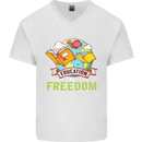 Education Is Freedom Teaching Teacher Mens V-Neck Cotton T-Shirt White