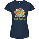 Education Is Freedom Teaching Teacher Womens Petite Cut T-Shirt Navy Blue