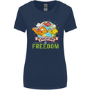 Education Is Freedom Teaching Teacher Womens Wider Cut T-Shirt Navy Blue