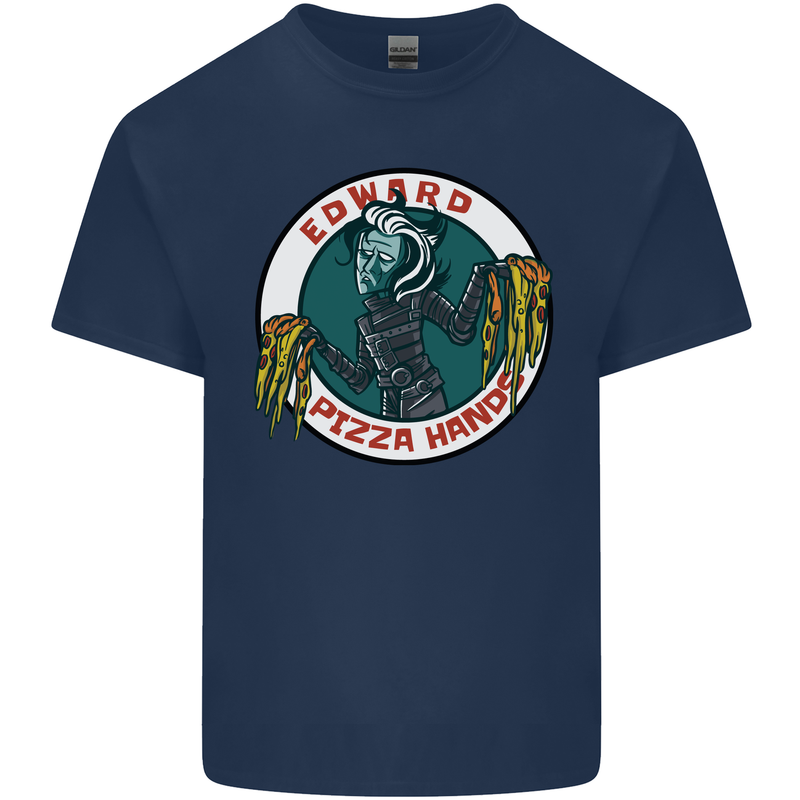 Edward Pizza Hands Funny Food Chef Parody Kids T-Shirt Childrens Navy Blue