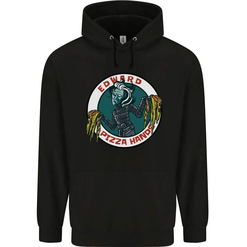 Edward Pizza Hands Funny Food Chef Parody Mens 80% Cotton Hoodie Black