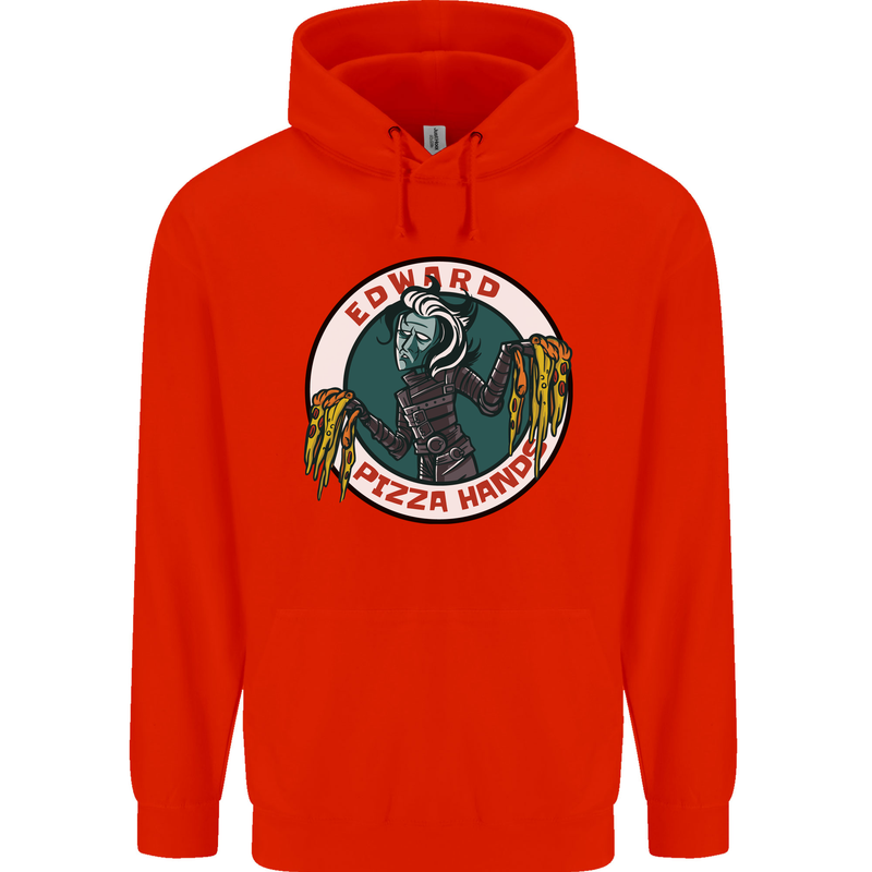 Edward Pizza Hands Funny Food Chef Parody Mens 80% Cotton Hoodie Bright Red