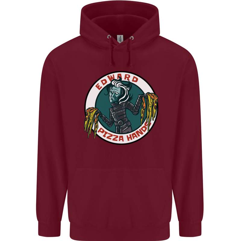 Edward Pizza Hands Funny Food Chef Parody Mens 80% Cotton Hoodie Maroon