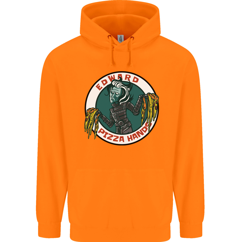 Edward Pizza Hands Funny Food Chef Parody Mens 80% Cotton Hoodie Orange