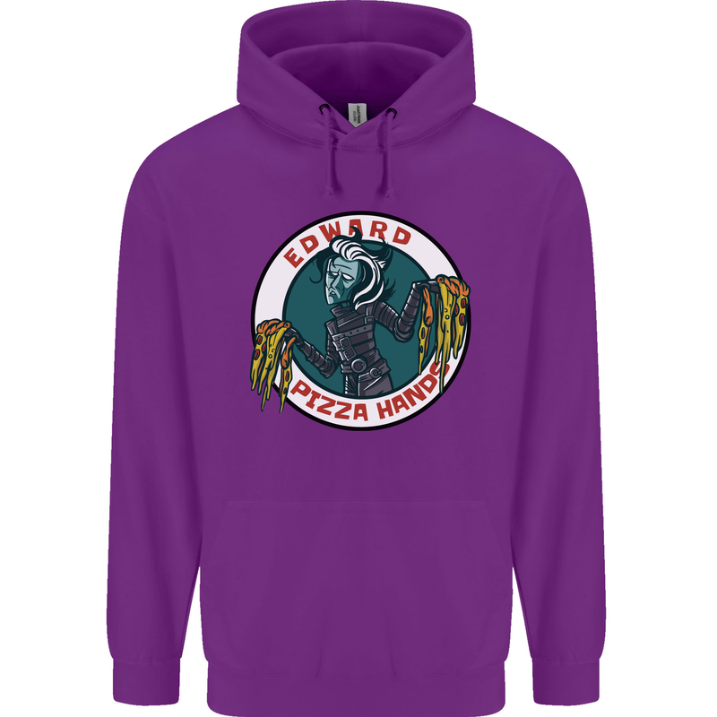 Edward Pizza Hands Funny Food Chef Parody Mens 80% Cotton Hoodie Purple