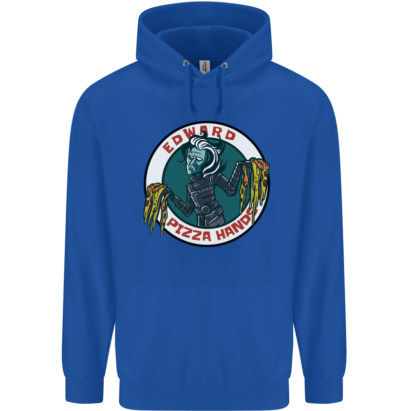 Edward Pizza Hands Funny Food Chef Parody Mens 80% Cotton Hoodie Royal Blue