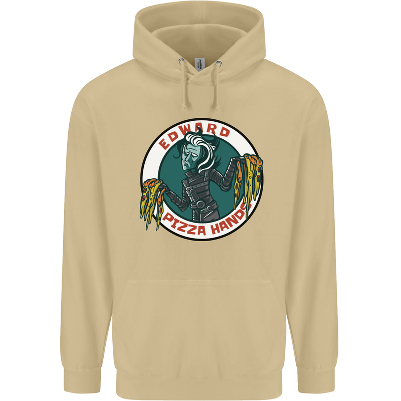 Edward Pizza Hands Funny Food Chef Parody Mens 80% Cotton Hoodie Sand