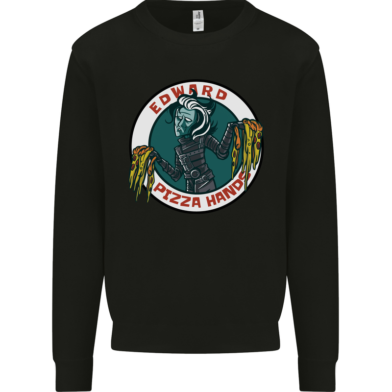 Edward Pizza Hands Funny Food Chef Parody Mens Sweatshirt Jumper Black