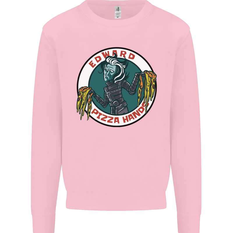 Edward Pizza Hands Funny Food Chef Parody Mens Sweatshirt Jumper Light Pink