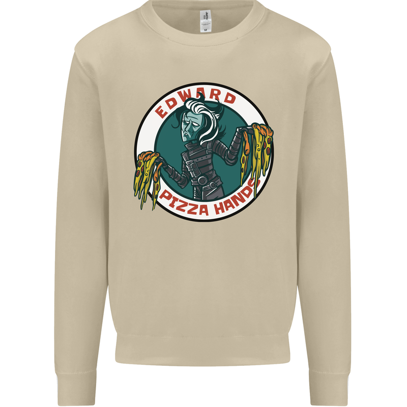 Edward Pizza Hands Funny Food Chef Parody Mens Sweatshirt Jumper Sand