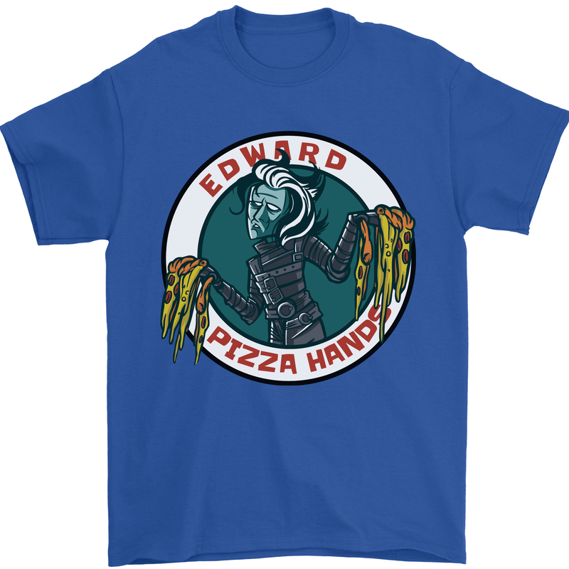 Edward Pizza Hands Funny Food Chef Parody Mens T-Shirt Cotton Gildan Royal Blue