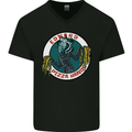 Edward Pizza Hands Funny Food Chef Parody Mens V-Neck Cotton T-Shirt Black