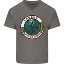 Edward Pizza Hands Funny Food Chef Parody Mens V-Neck Cotton T-Shirt Charcoal