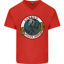 Edward Pizza Hands Funny Food Chef Parody Mens V-Neck Cotton T-Shirt Red