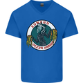 Edward Pizza Hands Funny Food Chef Parody Mens V-Neck Cotton T-Shirt Royal Blue