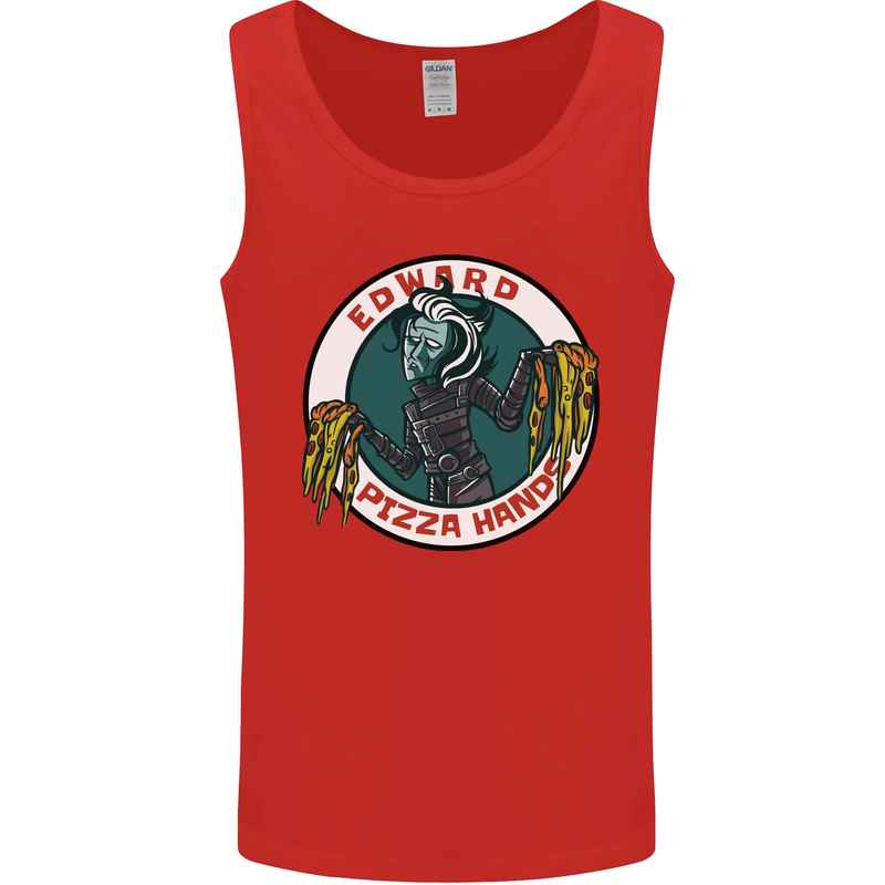 Edward Pizza Hands Funny Food Chef Parody Mens Vest Tank Top Red