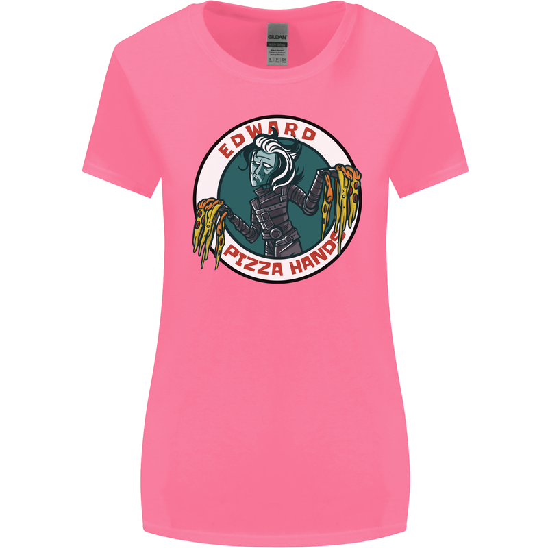 Edward Pizza Hands Funny Food Chef Parody Womens Wider Cut T-Shirt Azalea